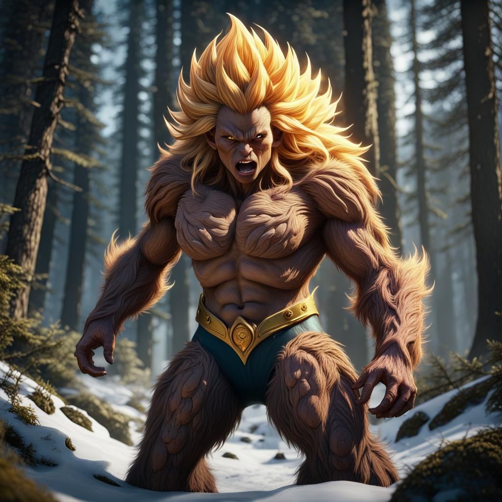 Female Sasquatch Super Saiyan: Detailed Matte Painting