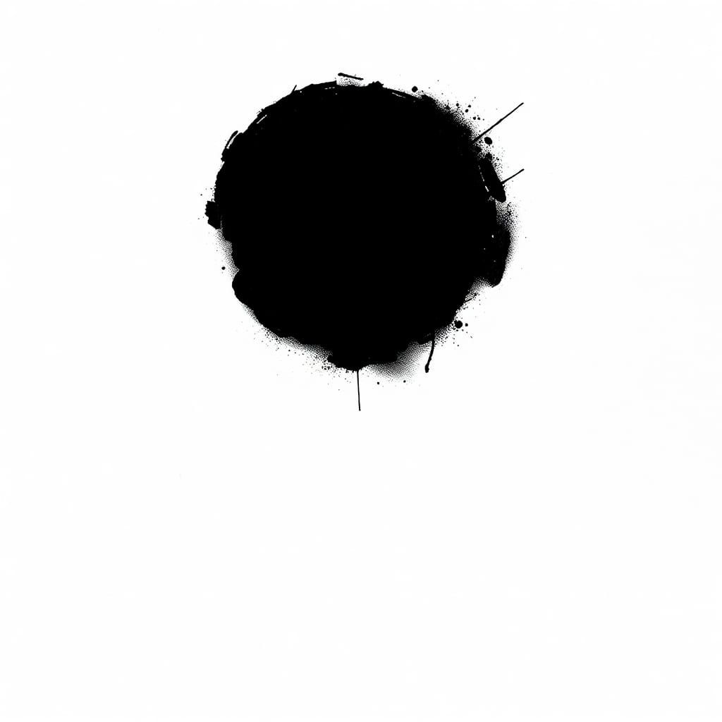 Just One single simple flat black sprayed dot in the center ...