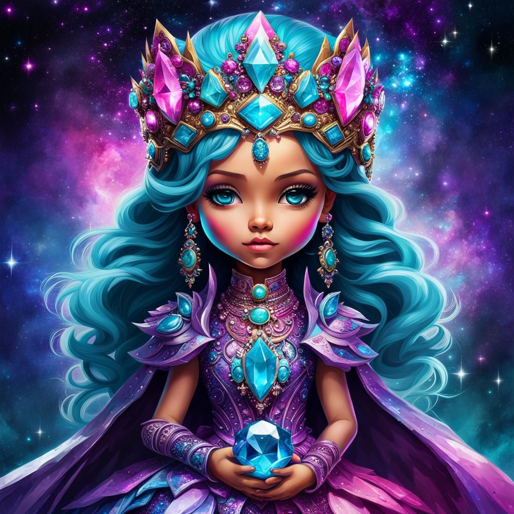 Chibi Galactic Queen on Jeweled Throne