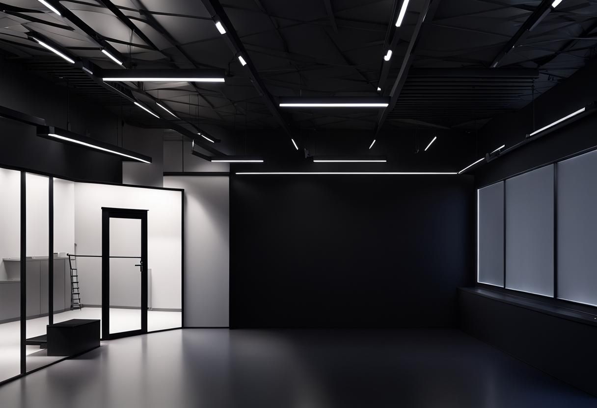 Modern Dance Studio with LED Lighting in CAD Style
