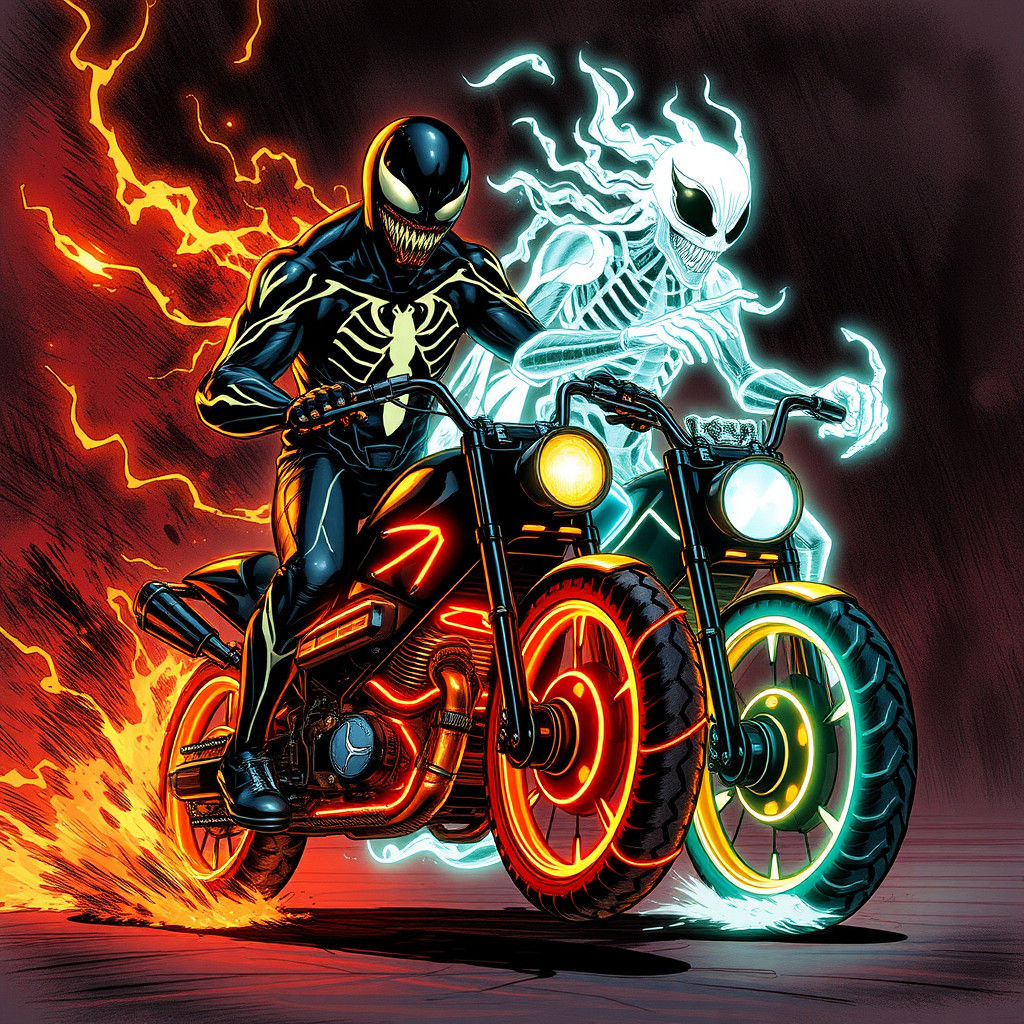 Matrix Ghost Rider and She-Venom Fusion