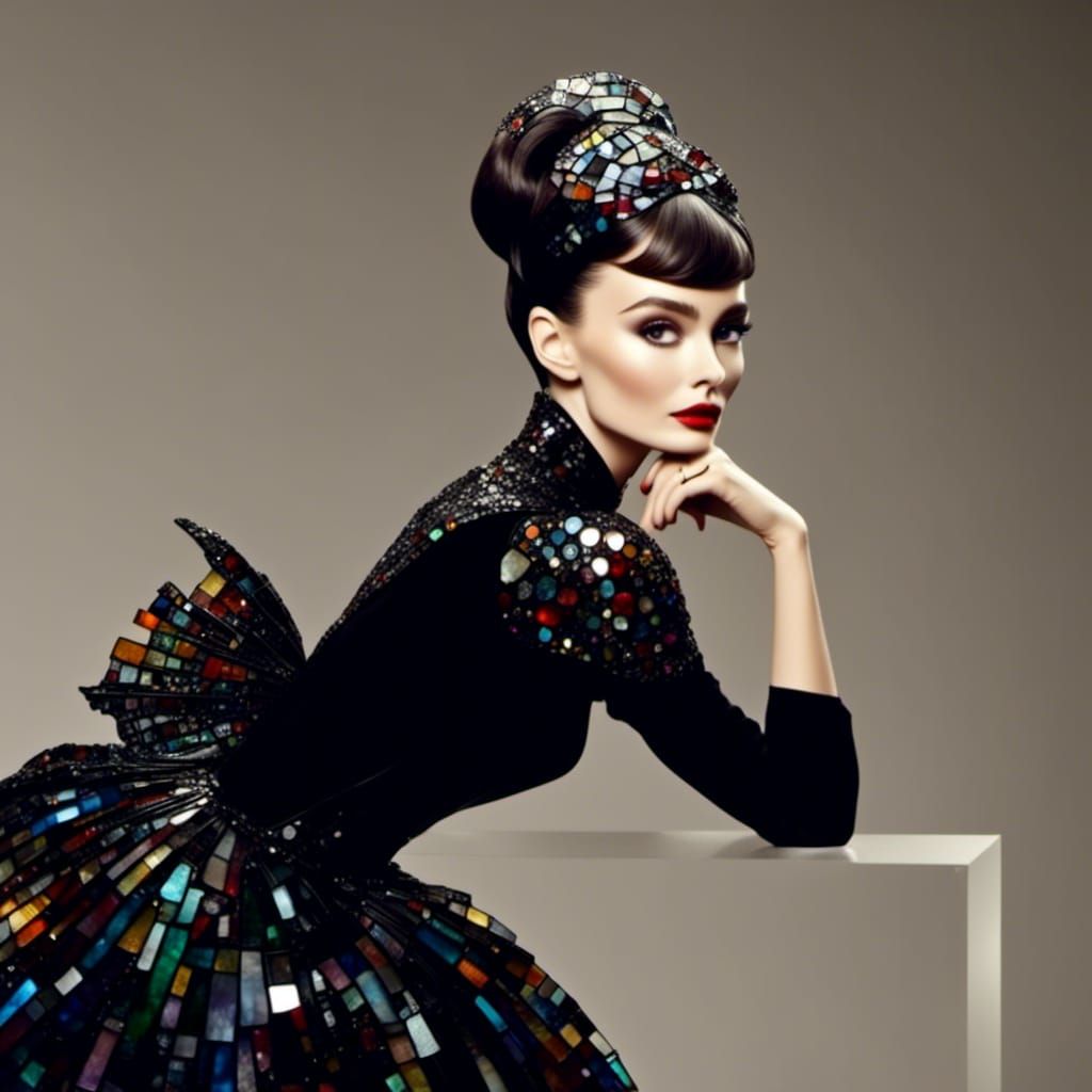 Mosaic Art: Audrey Hepburn in Gothic Style