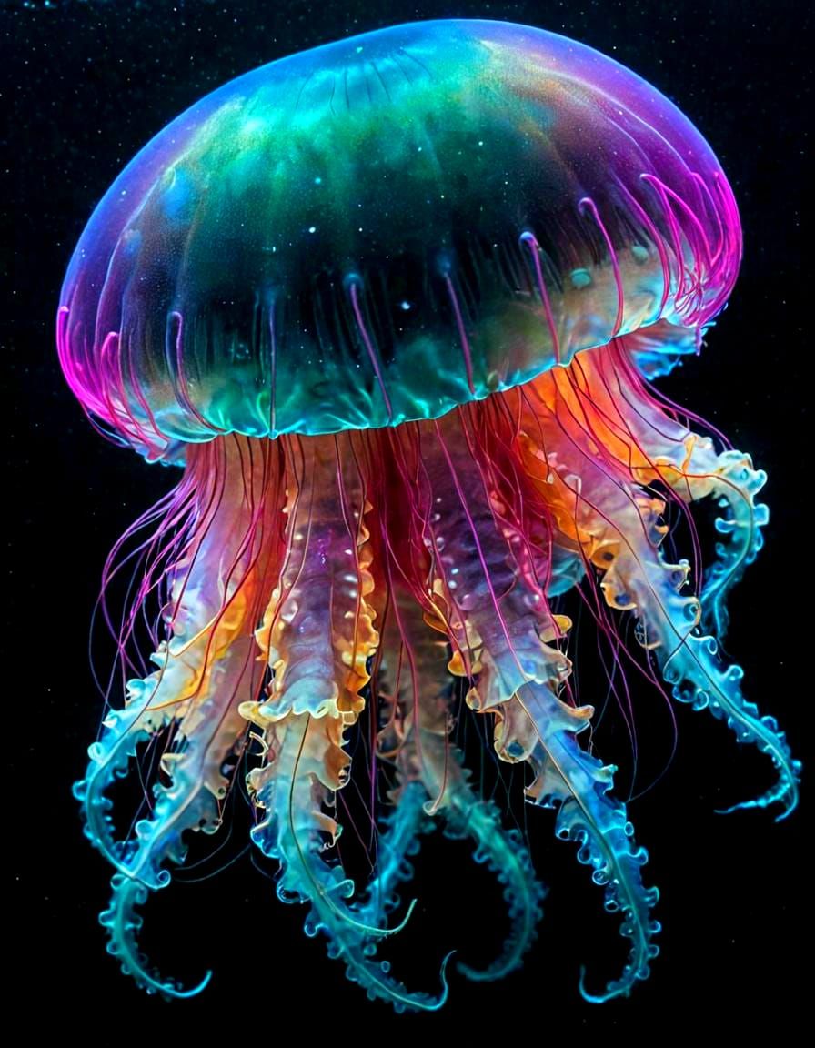 Vivid Jellyfish Underwater Scene in Ethereal Turquoise Glow