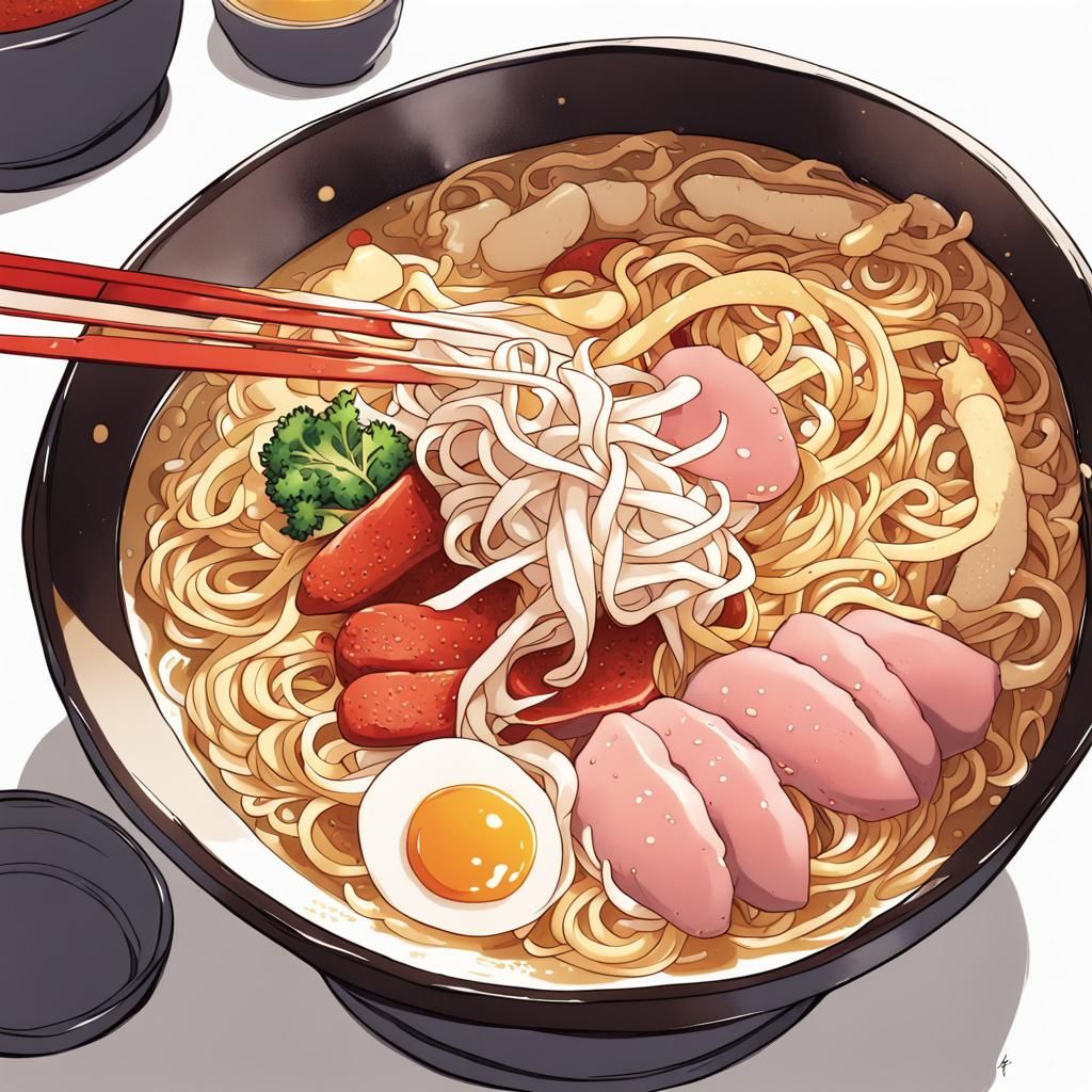 Anime Style Ramen Bowl Illustration