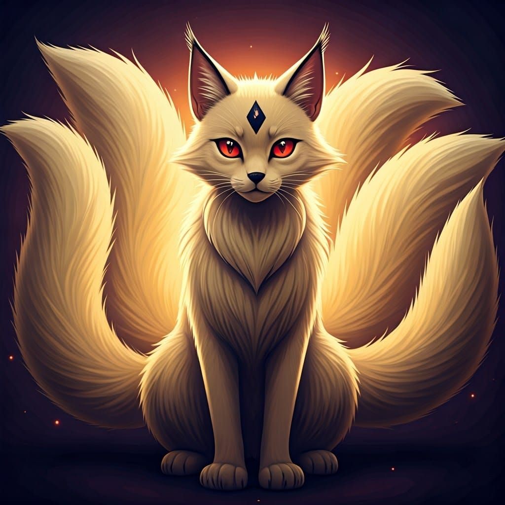 Mystical Nekomata Dog-Cat Demon in 3D Anime Art
