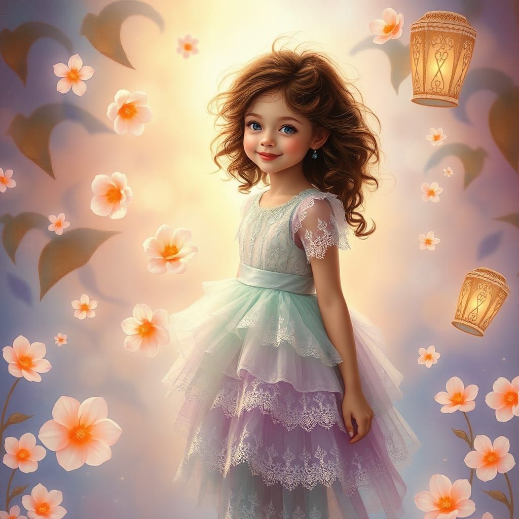 Ethereal Girl in a Pop Surrealist Dreamscape