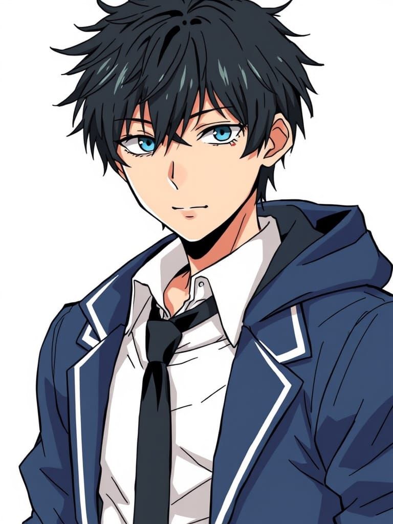 Cool Anime Schoolboy with Dynamic Manga Art Style