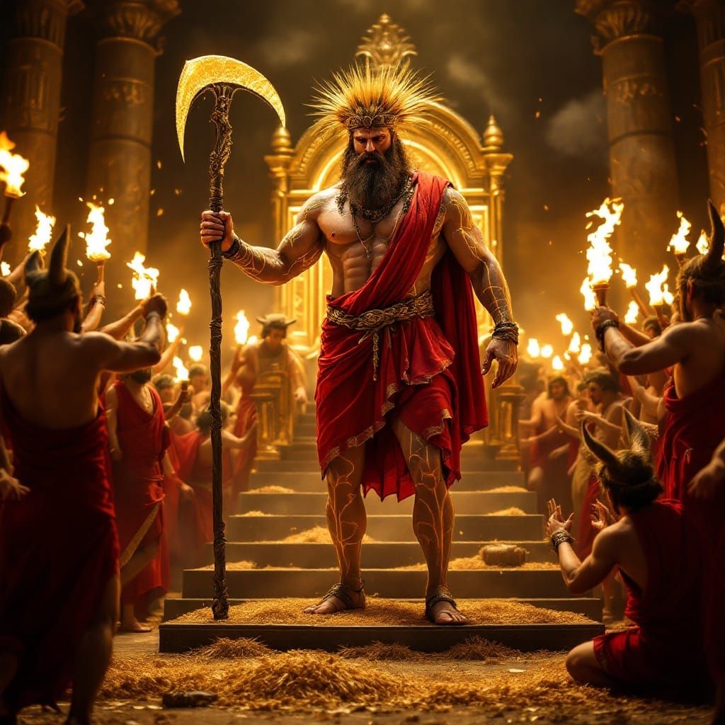 Ancient Roman Gods Festivity in Hyper-Detailed Cyberpunk Sty...