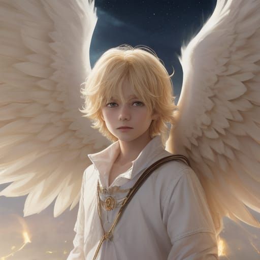 Fire Angel Portrait with Cosmic Wings