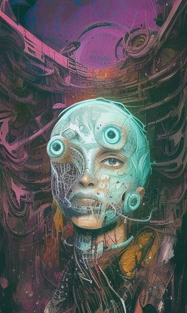 Cybernetic Eyeball Experiment in Dark Sci-Fi Style