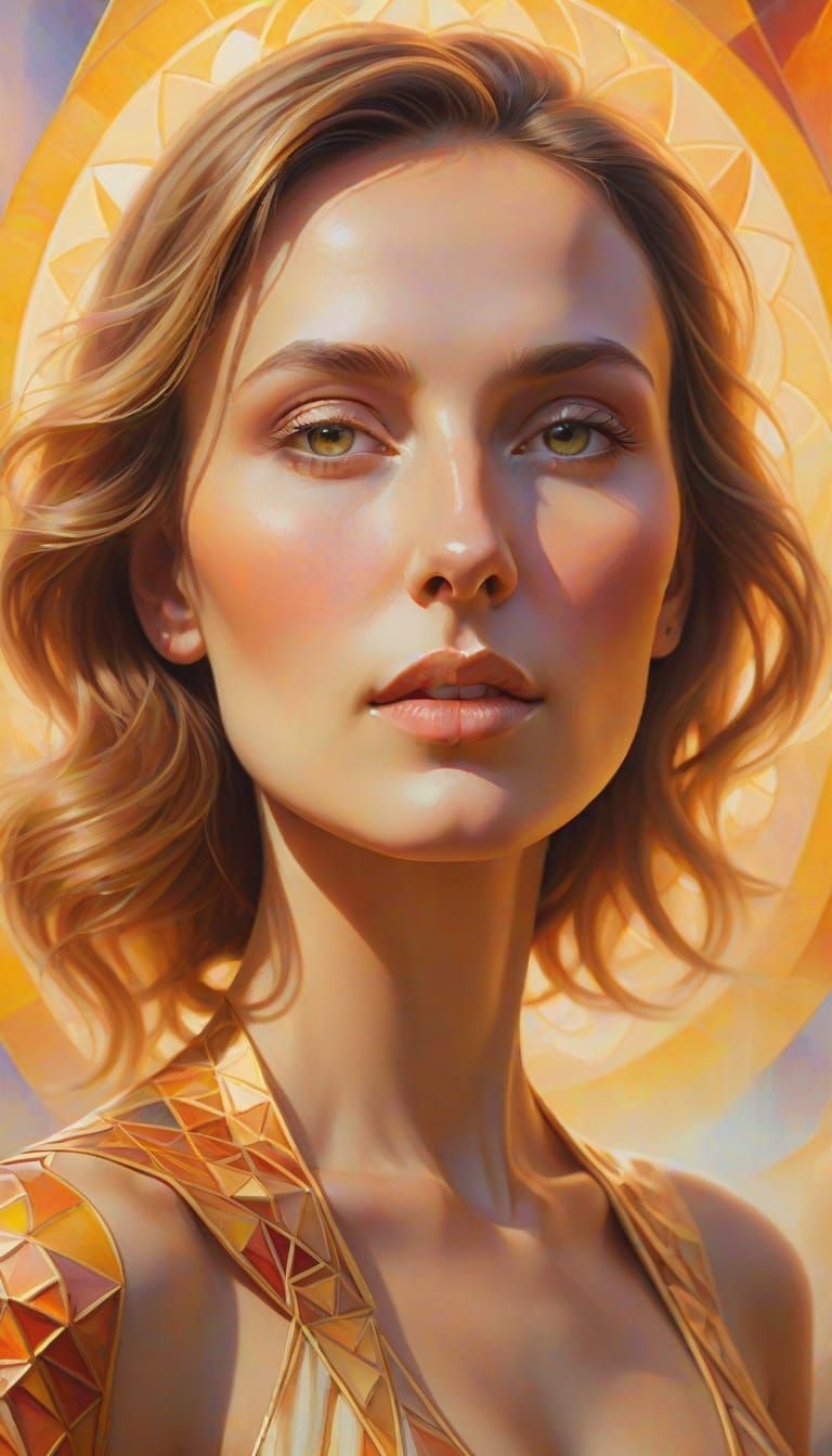Surreal Woman Portrait in Radiant Oil Painting