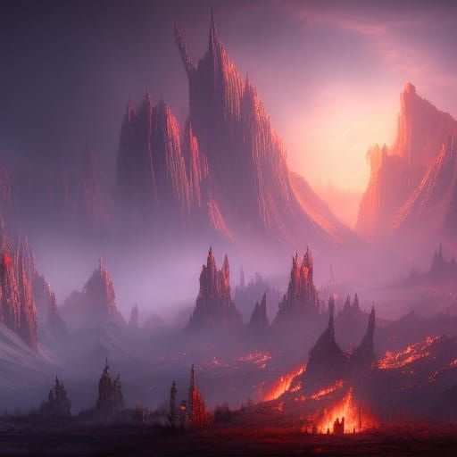 Burning World: Detailed Matte Painting in Deep Color