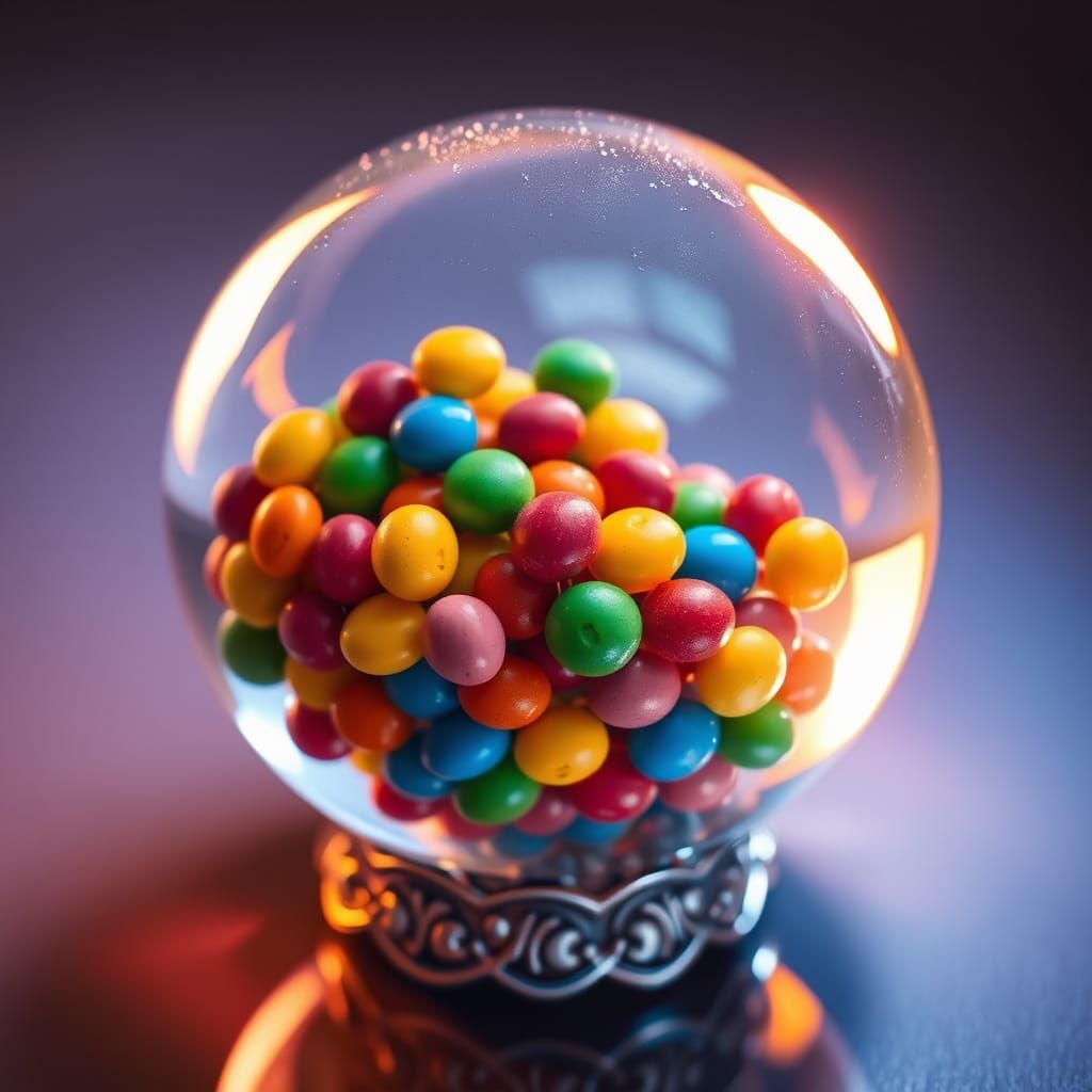 Skittles in Crystal Ball: Dreamlike Candy Art