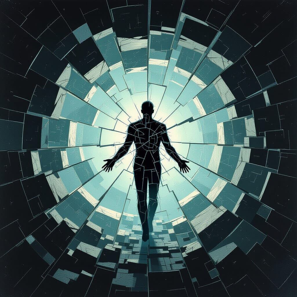 Fractured Light Entity in Chaotic Surrealist Style