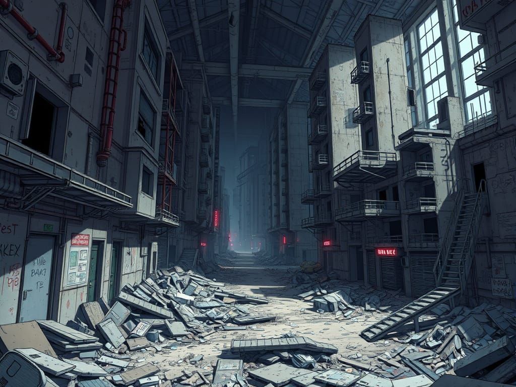 Cyberpunk Dystopian City in Anime Style