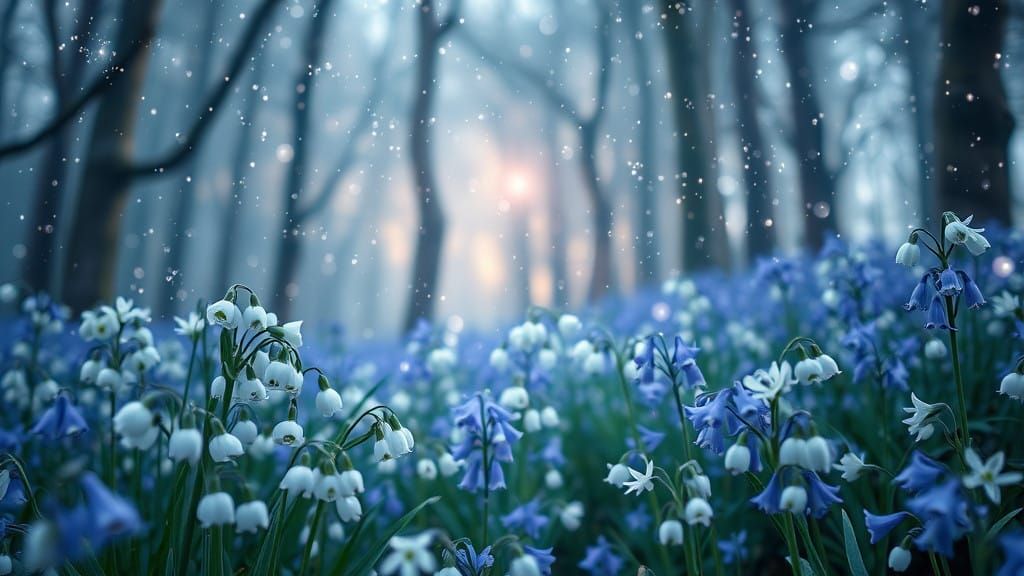 Dreamlike Collage of Celestial Snowdrops and Stars