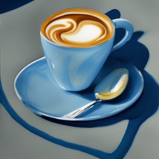 Detailed Gouache Painting of a Coffee Cup