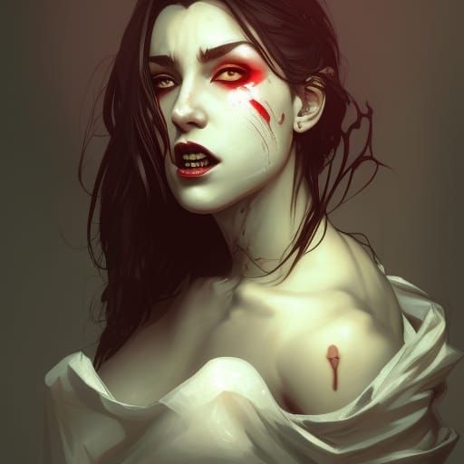 Hyperdetailed Portrait of a Vampire Woman