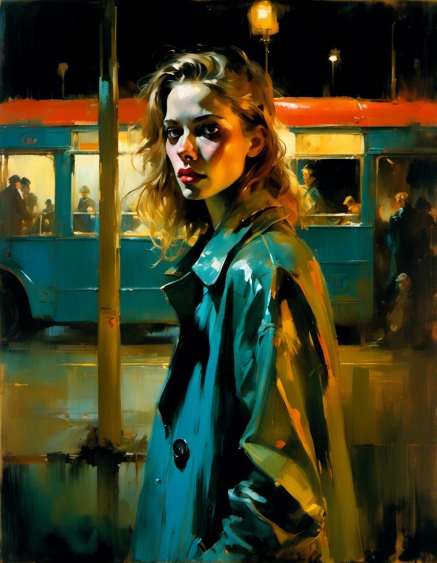 Sinister Mafia Assassin at Bus Stop