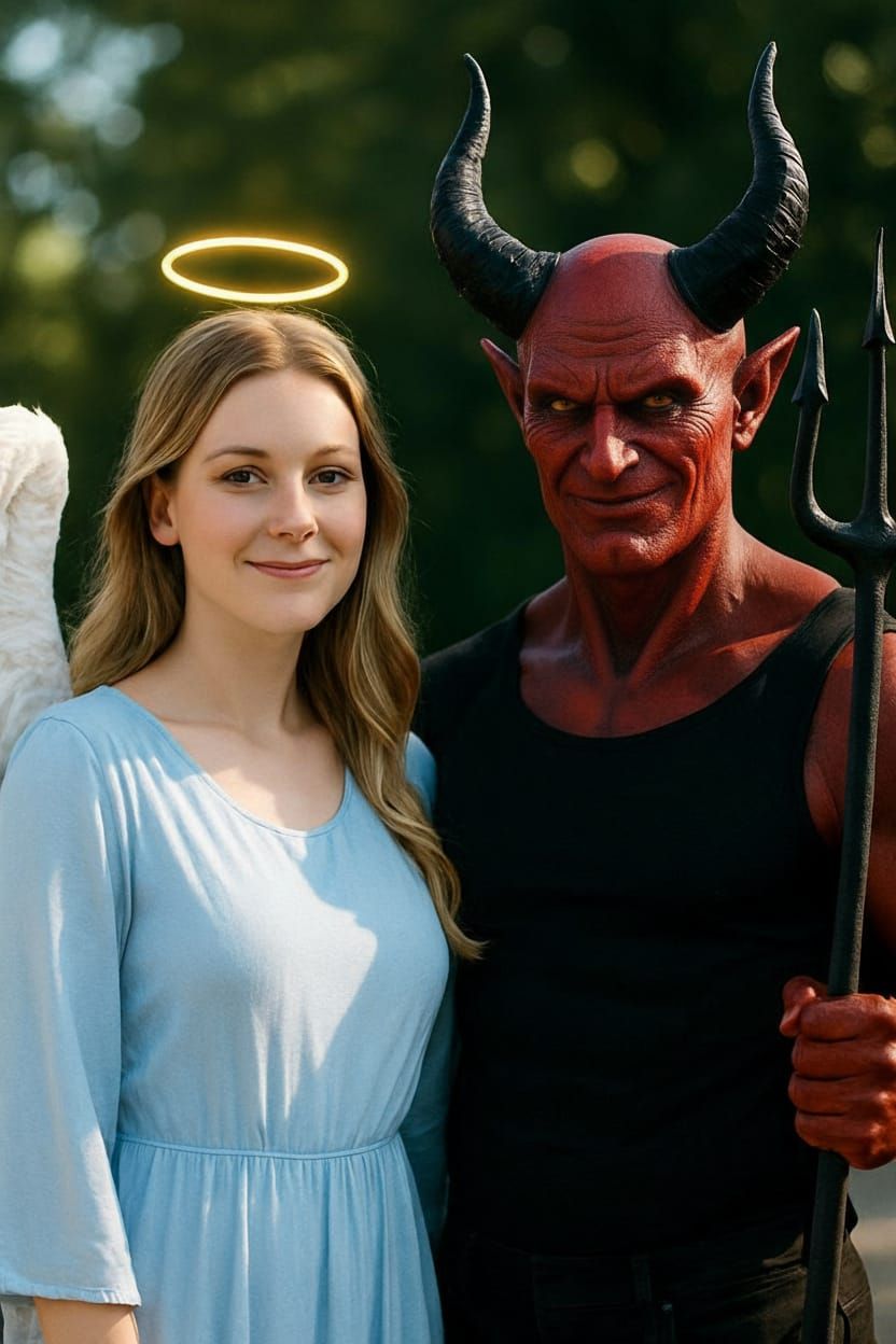 Angel and Demon Best Friends in Photo Session