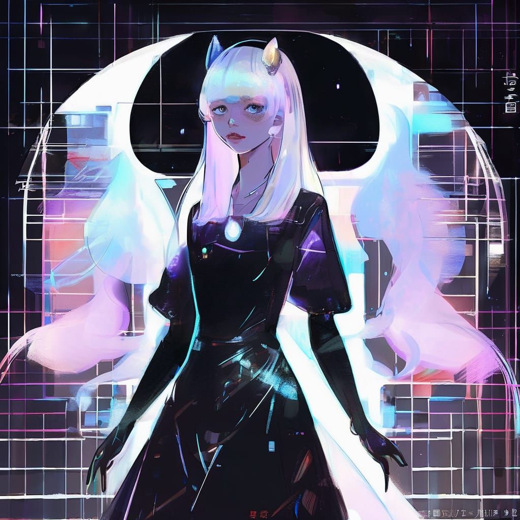 Anime Girl with Wet Doe Eyes in Painterly Style