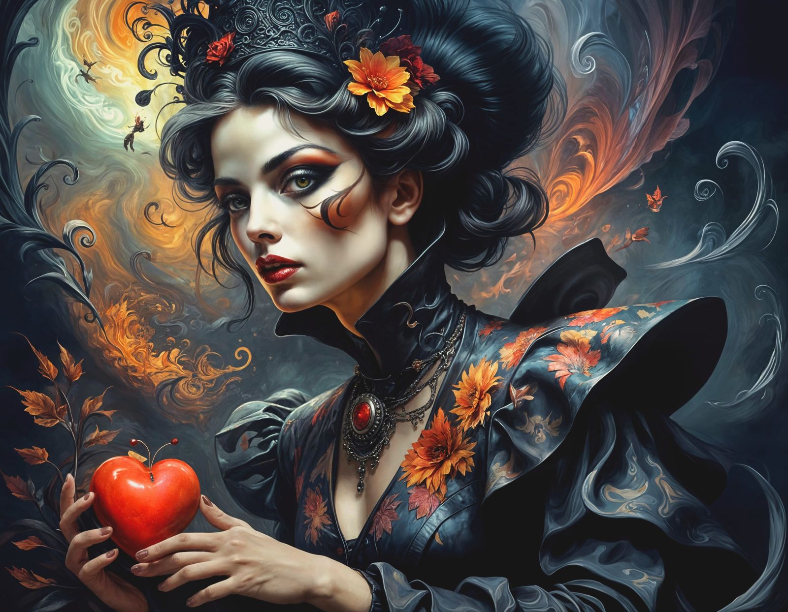 King of Hearts at Abstract Vortex in Hyperrealistic Style