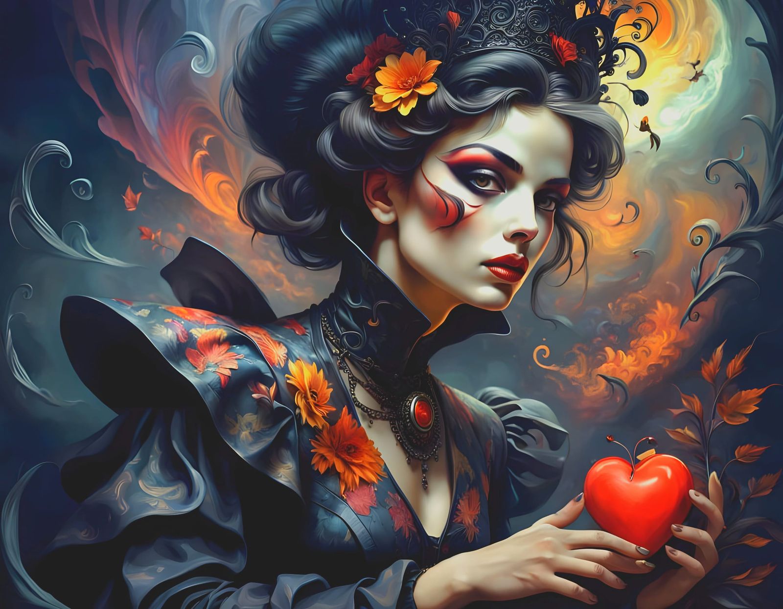 King of Hearts Above Abstract Vortex