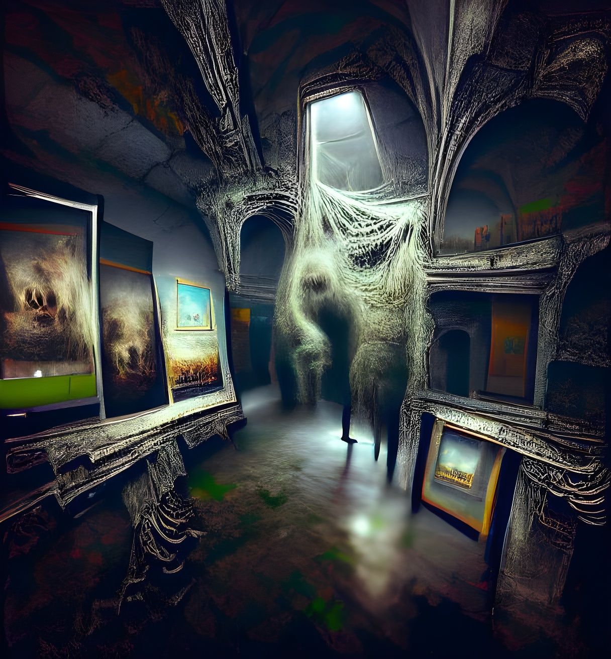 Haunted Art Museum Gallery with Ghost
