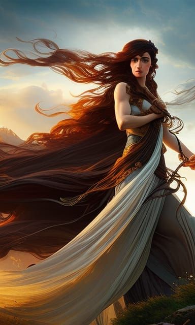 Girl at Cliff Edge: Ornate Digital Painting