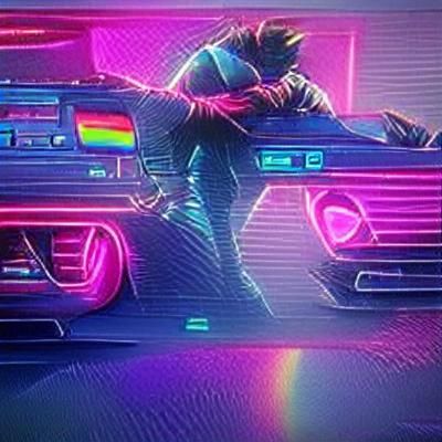 Synthwave Neon Retro Design in 80s Style