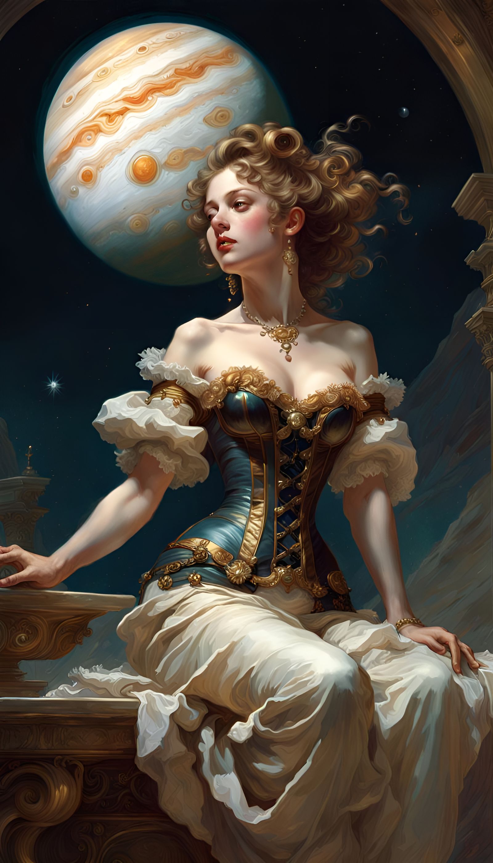 Intricate Rococo Scene of Jupiter Off-gassing