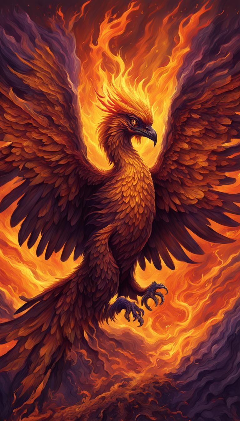 Fiery Phoenix Rising: Surreal Concept Art
