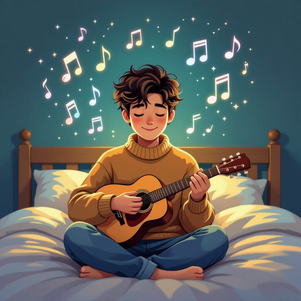 Dreamy Musical Scene of Mateo with Guitar