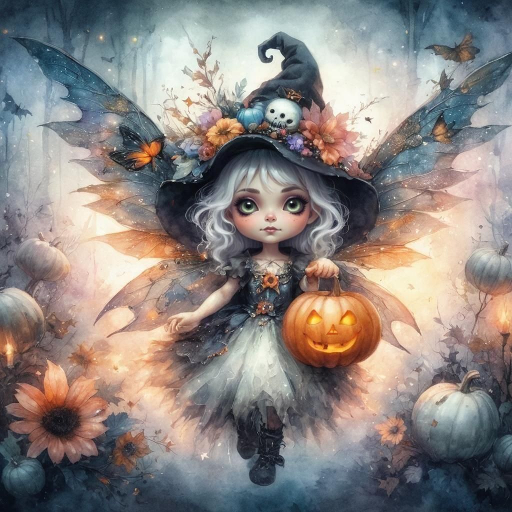 Witch Fairy on Halloween Night