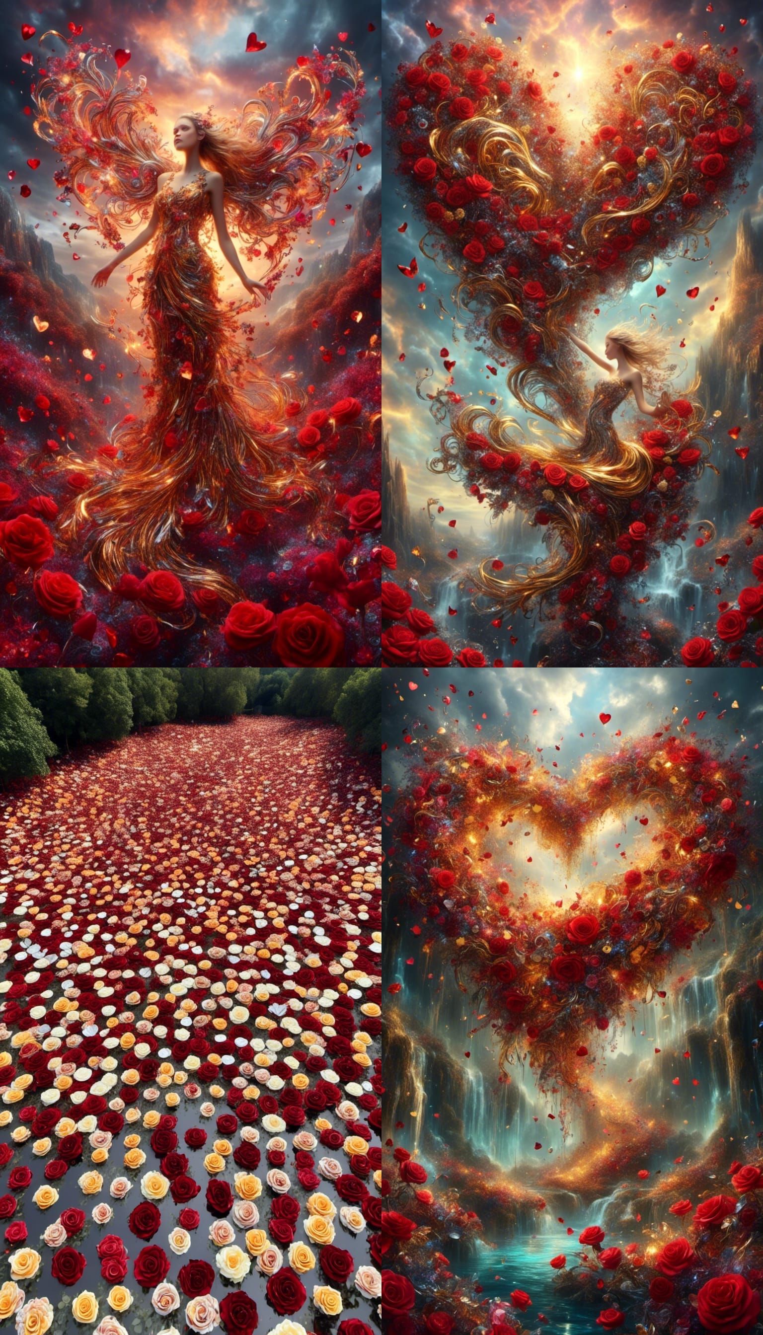 Hearts and Roses with Crystal Ribbons Aesthetic