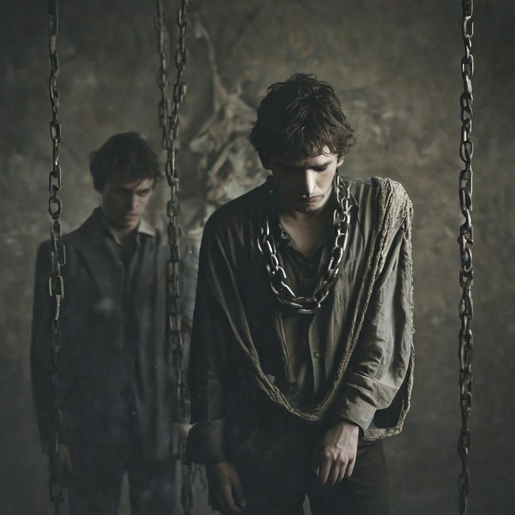 Chained Frustration: Eerie Surrealism in Oil Painting