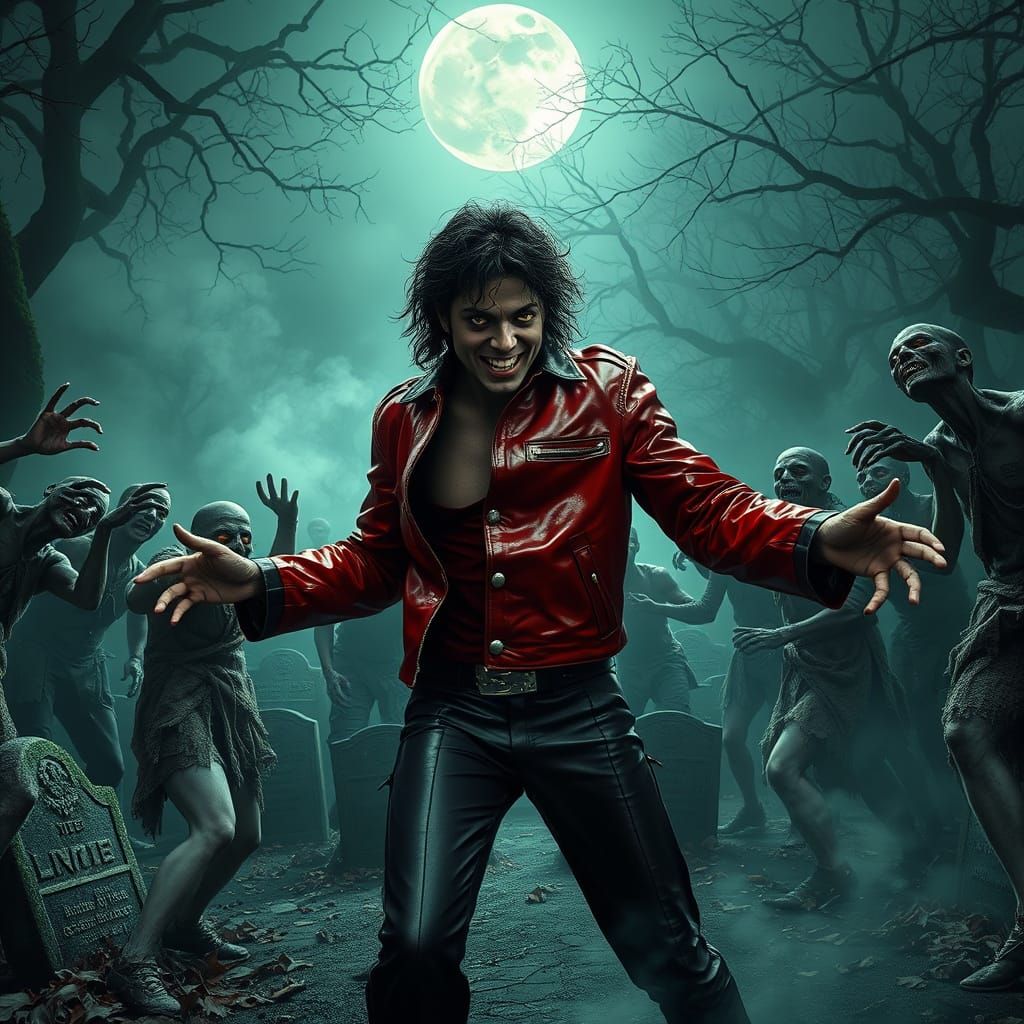 Moonlit Graveyard Scene in Cyberpunk Style