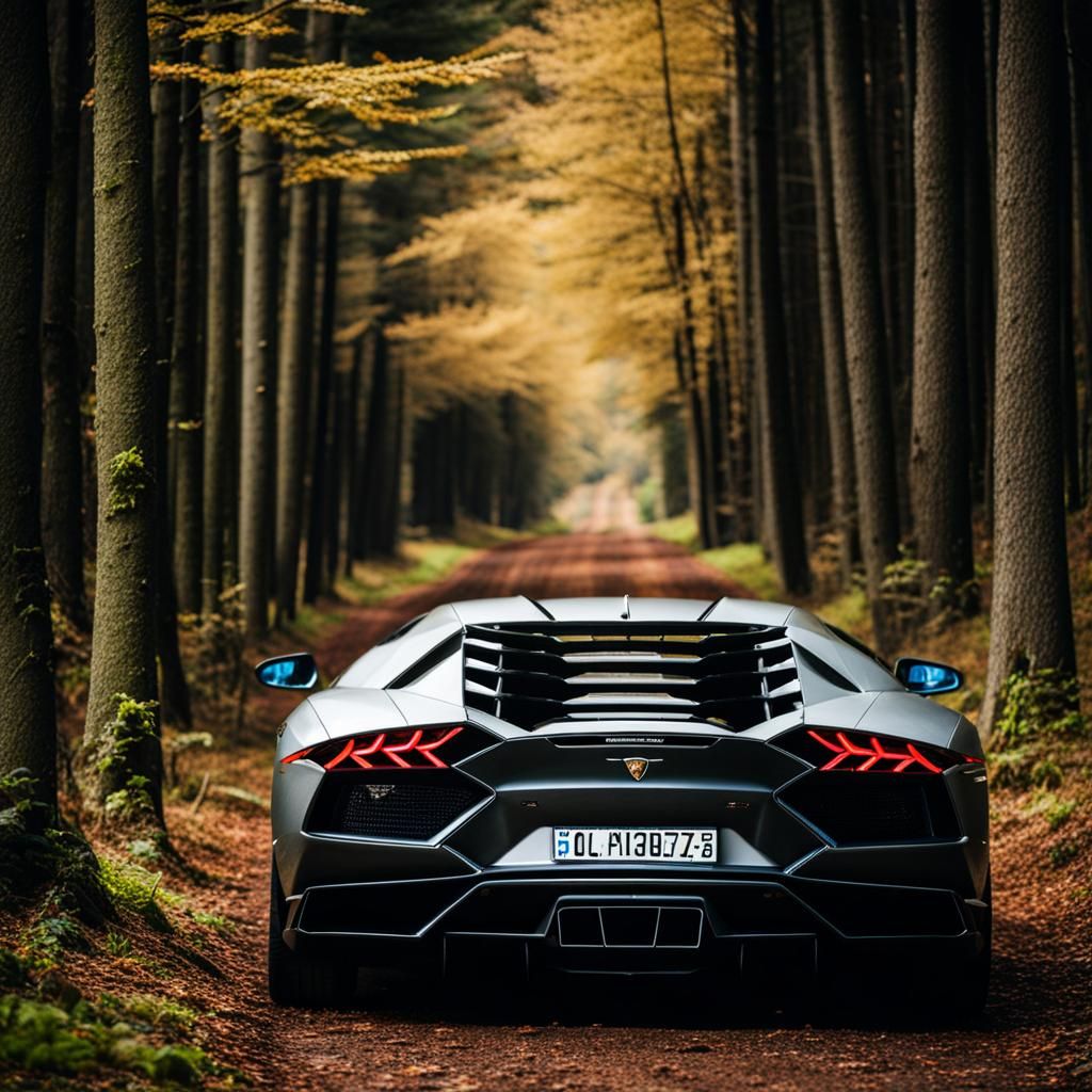 Lamborghini in Ancient Forest Landscape