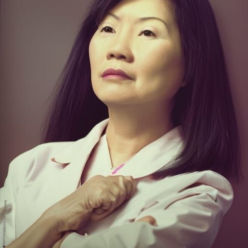 Asian Woman Doctor Portrait in Professional Style