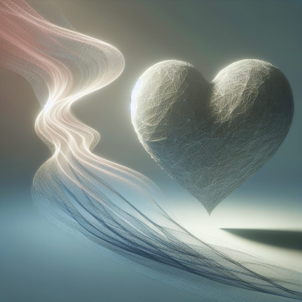 Abstract Unfinished Heart with Flowing Sympathy