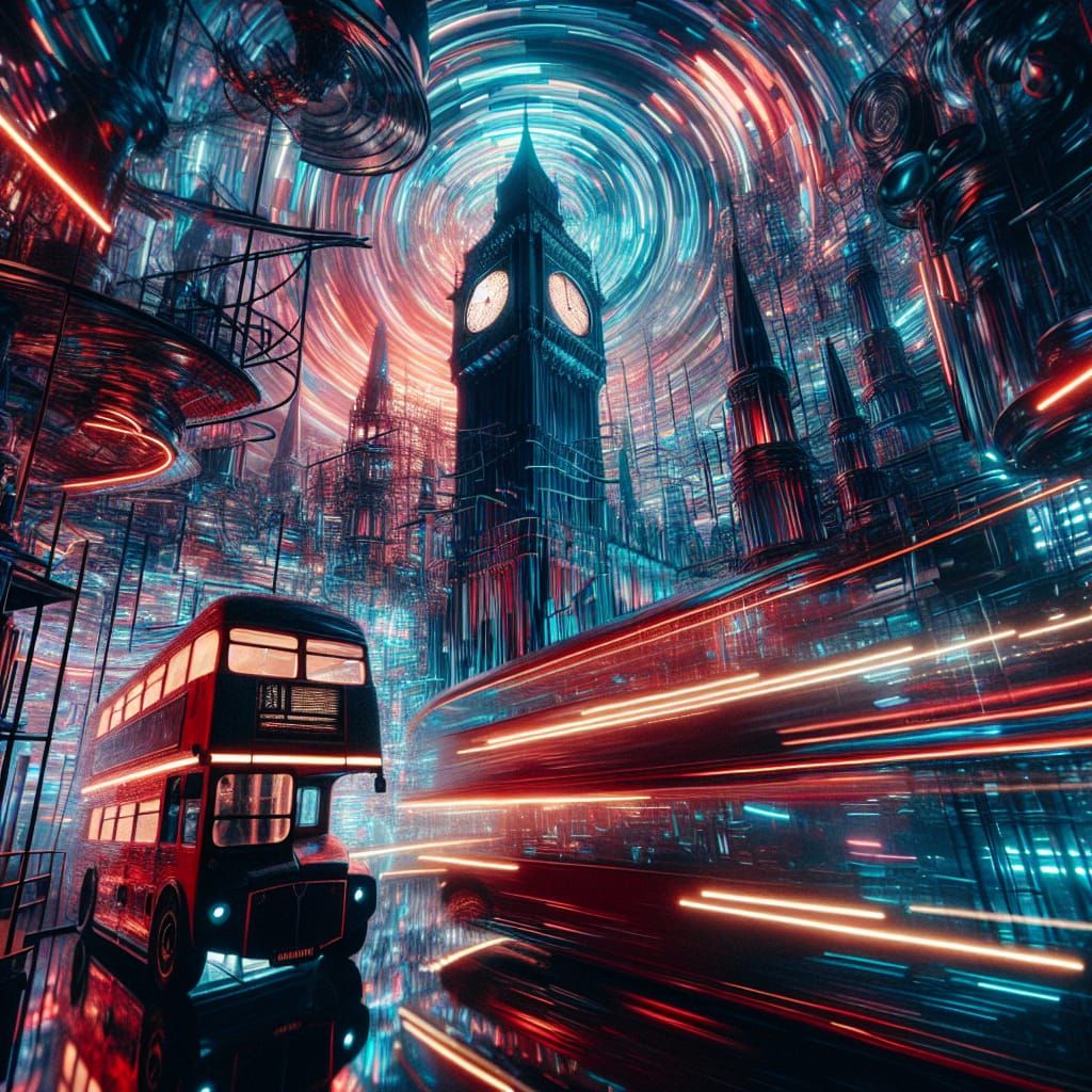 London Night Scene in Punk Aesthetic