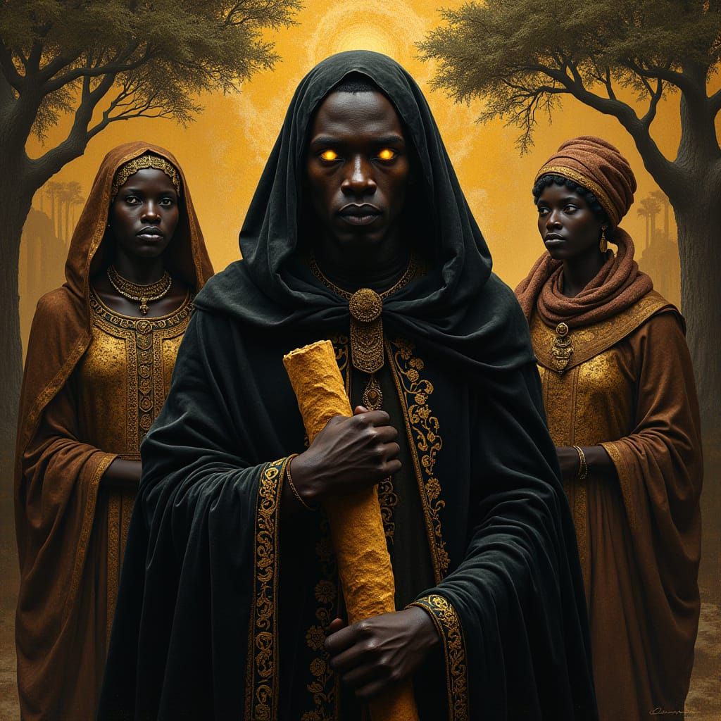 Solemn Afro-Baroque Figure of Iku, Death Goddess