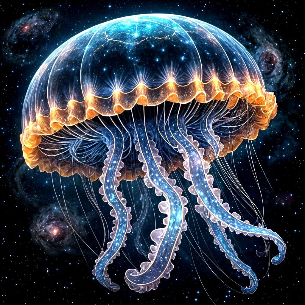 Cosmic Jellyfish in Timeless Void