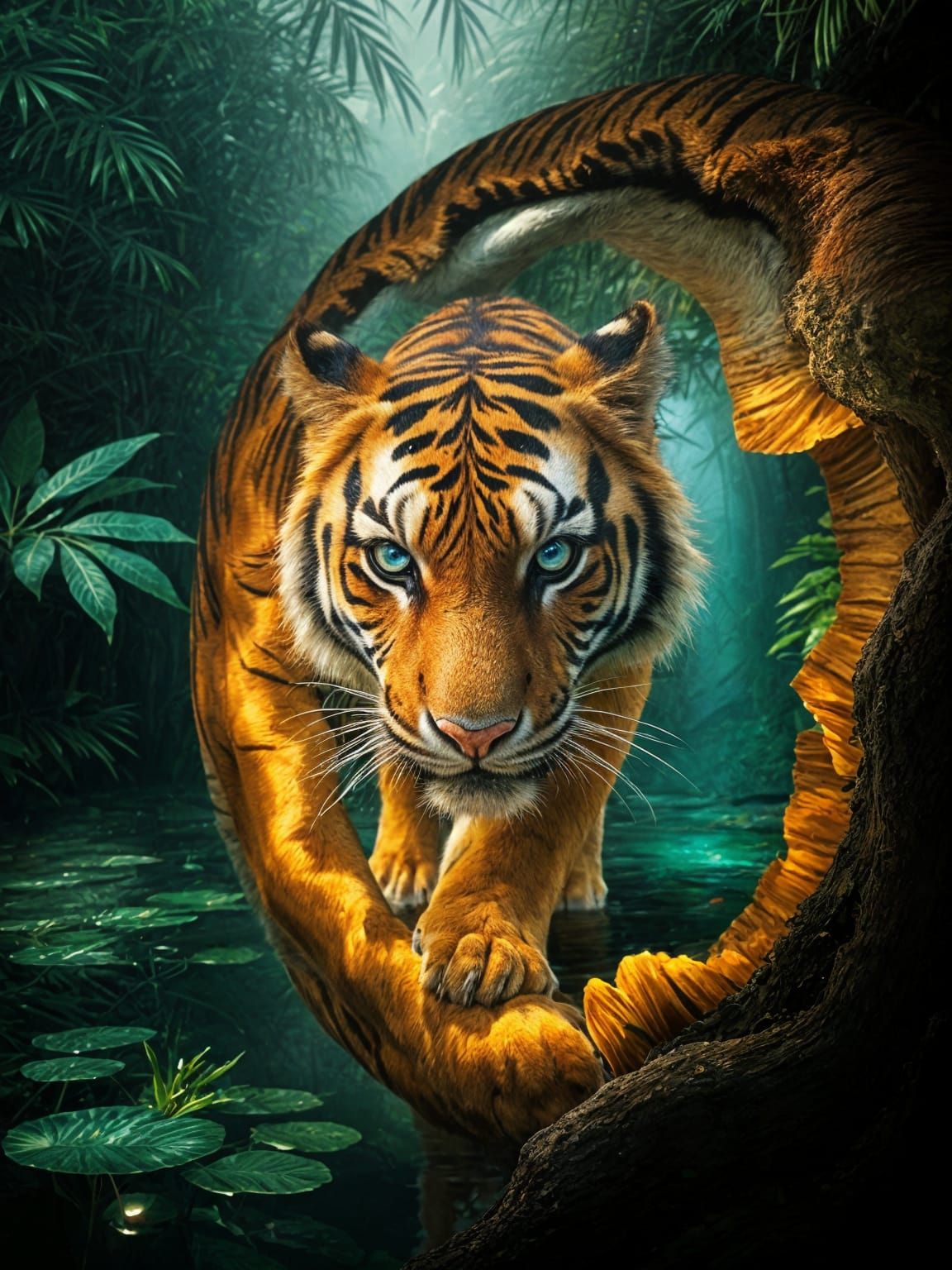 Surreal Tiger's Eye Landscape in Double Exposure