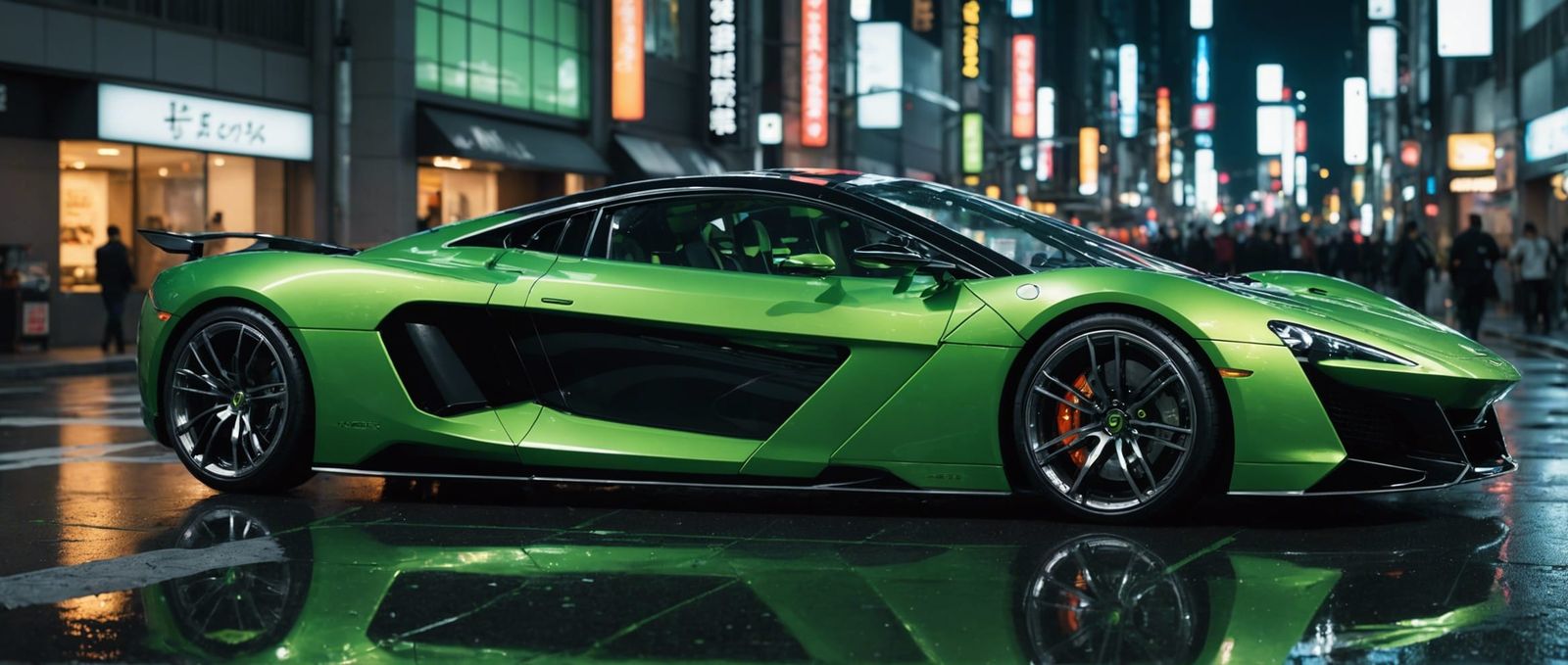 Futuristic Transparent Car in Cyberpunk Tokyo