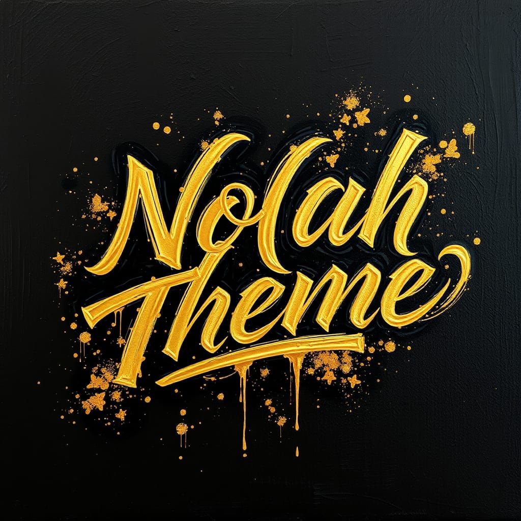 Luxurious Gold Script Logo Masterpiece in Impasto Oil Painti...