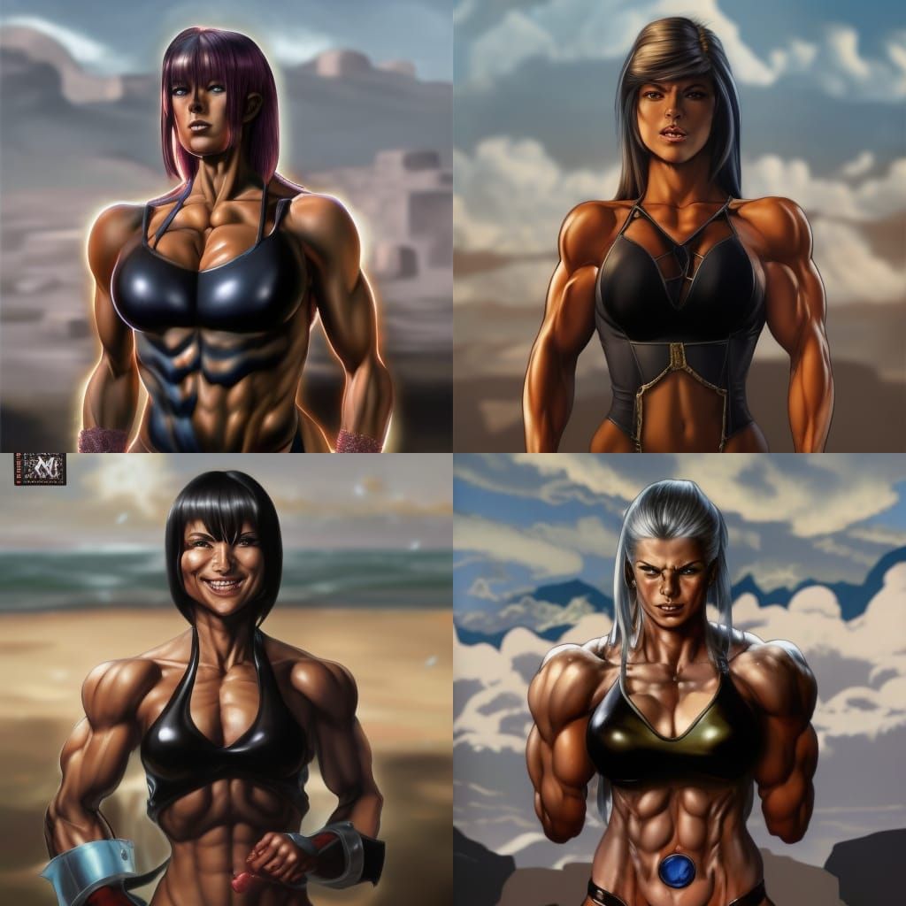 Female Bodybuilder as Video Game Character, Comic Book Art