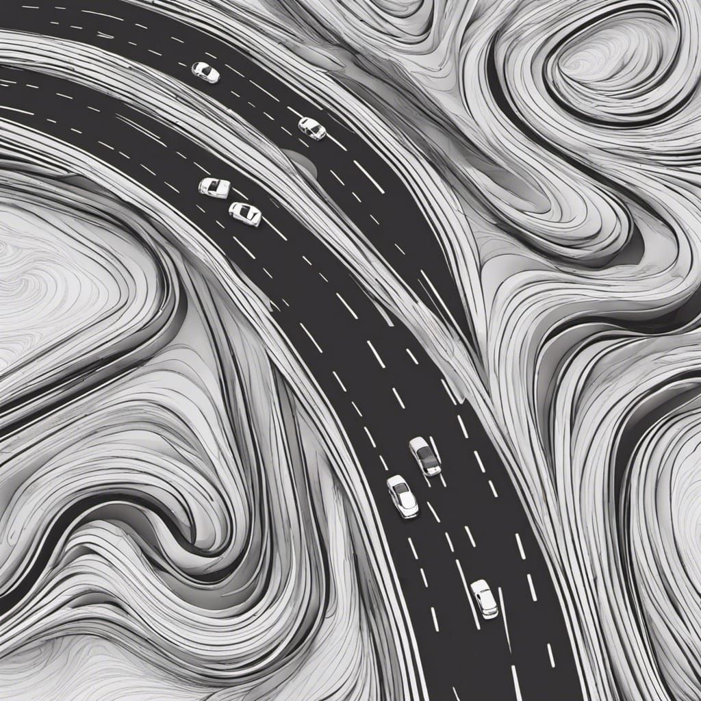 Aerial Highway Car with Abstract Vector Fractal