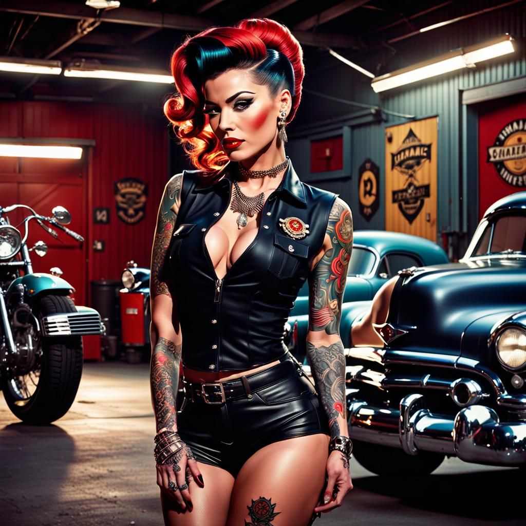 Rockabilly Pinup Girl With Tattoos