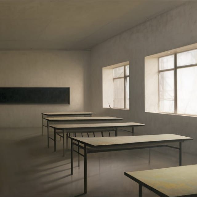Empty Classroom in Liminal Space, Surrealist Art